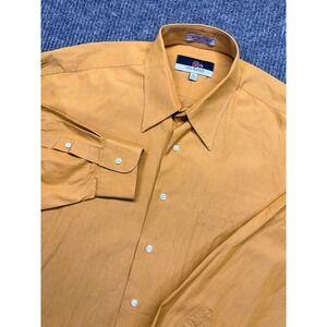 Vito Rufolo Mens Mustard Yellow Cotton Broadcloth Dress Shirt 17.5 34/35